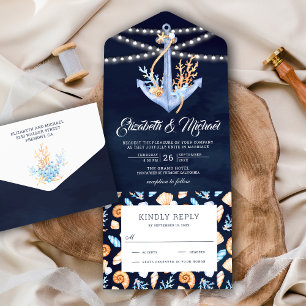 Casamento Azul Naval Âncora Náutica Sob o Mar
