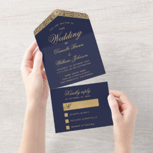 Casamento Azul Naval Dourado Elegante Roscas Antig
