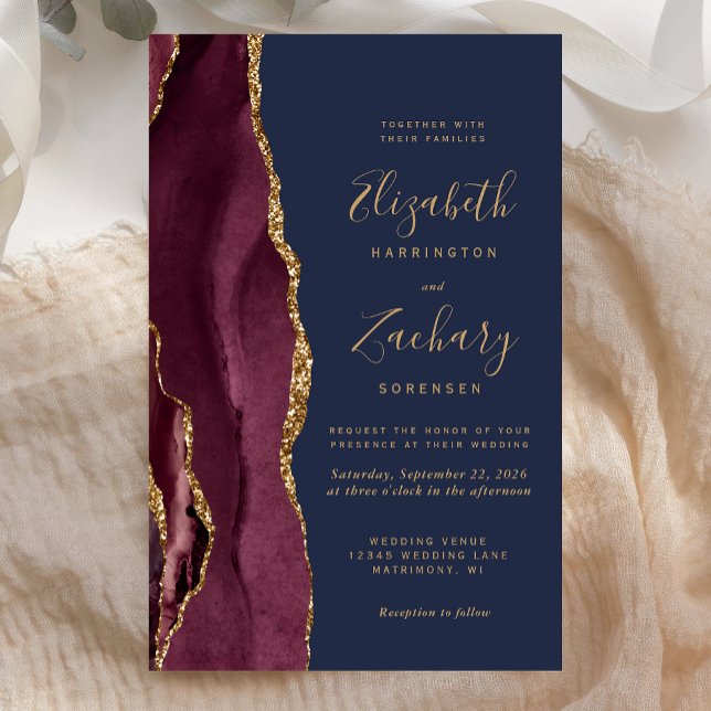 Casamento Azul-Navio Ágata Borgonha Orçamento Alto (Criador carregado)