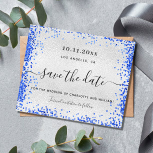 Casamento azul real de prata salve o cartão