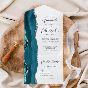 Casamento Azul Teal Prata Ágata