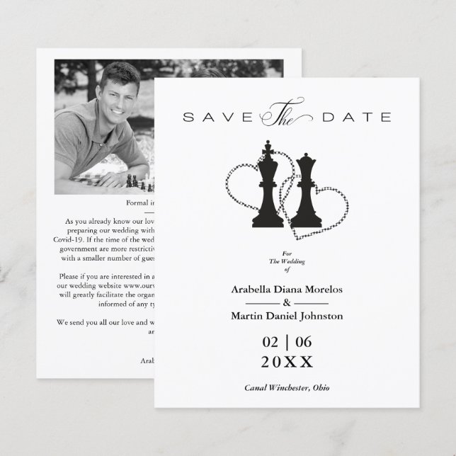 Casamento barato Peças Rei e Rainha em Preto (Frente/Verso)