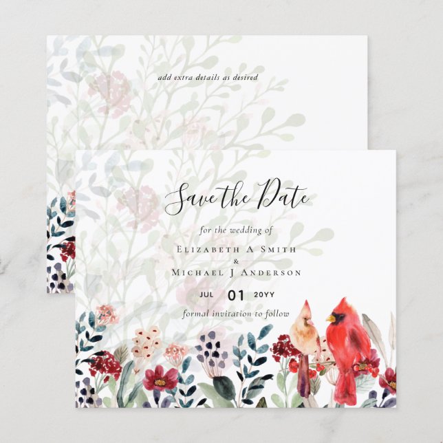 Casamento Bela de Aves do CARDINAL RED (Frente/Verso)