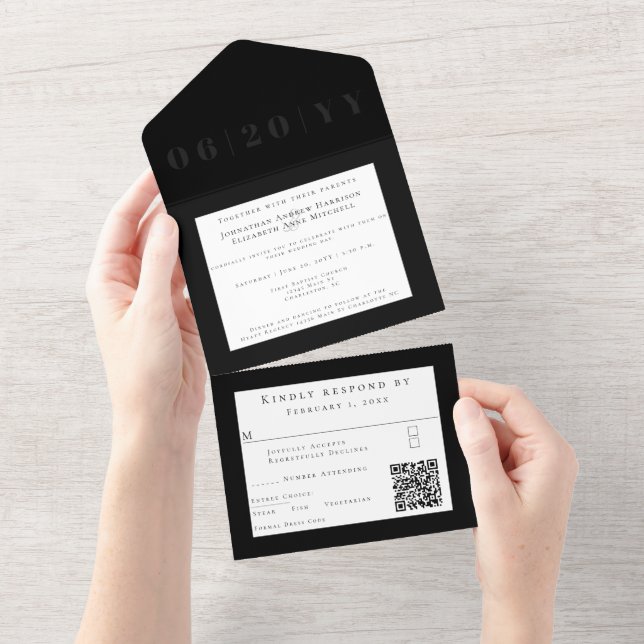 Casamento Black Minimalist Bold Type (Aba destacável)