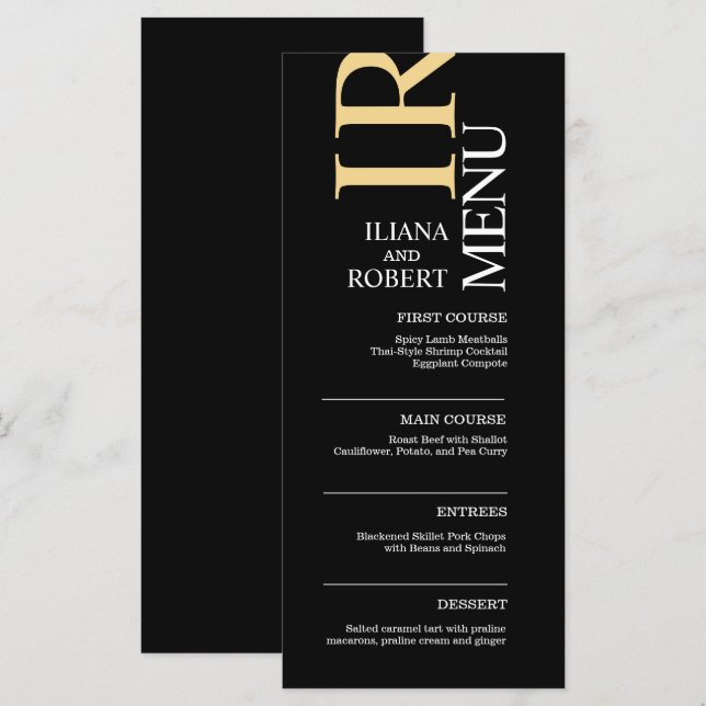 Casamento Black Modern - Menu (Frente/Verso)