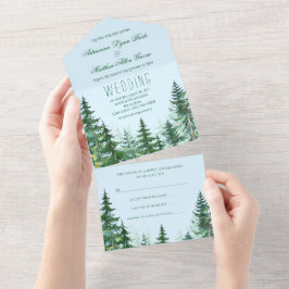 Casamento Blue Green Fir Tree Tudo em Um
