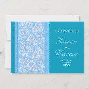 Casamento Blue Spice Paisley 5x7 Convite