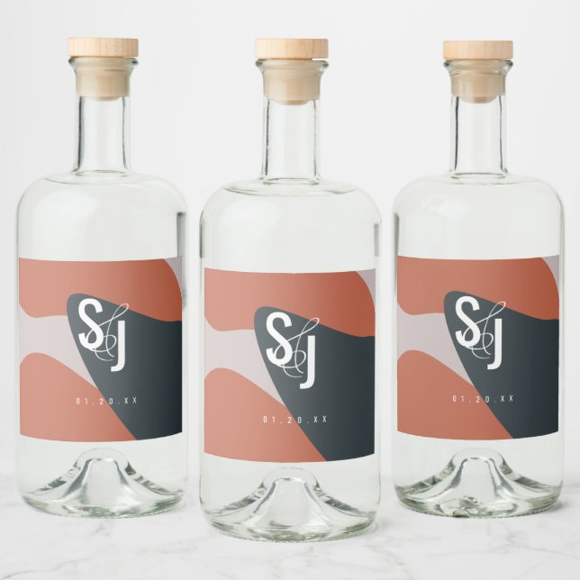 Casamento Blush Azul Orgânico Terracotta (Garrafas)