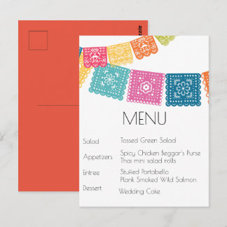 Casamento - Boda - Menu de Casamento Papel Picado