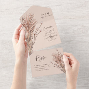 Casamento Boêmio Terroso Desenhado à Mão Pampas