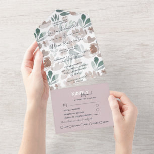 Casamento Boho Floral Bege Marrom Aquarela
