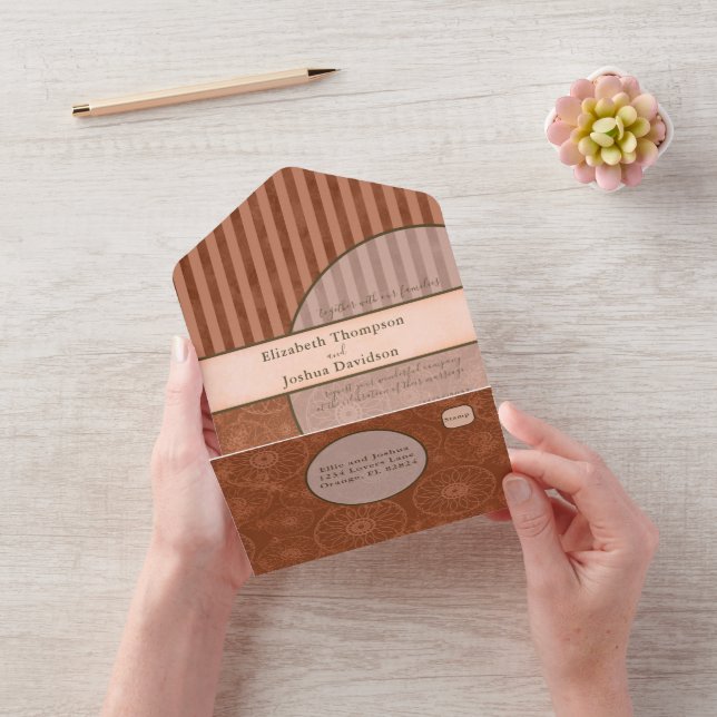 Casamento Boho Orange & Brown Geométrico Stripe (Video)