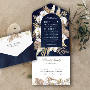 Casamento Boho Pampas Orquídea Branca Palma Naval