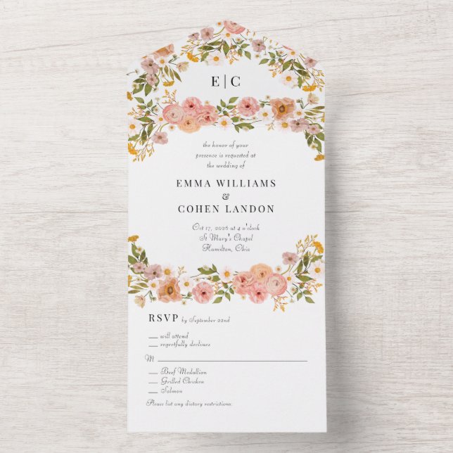 Casamento bonito de horta floral boêmio (Interno)