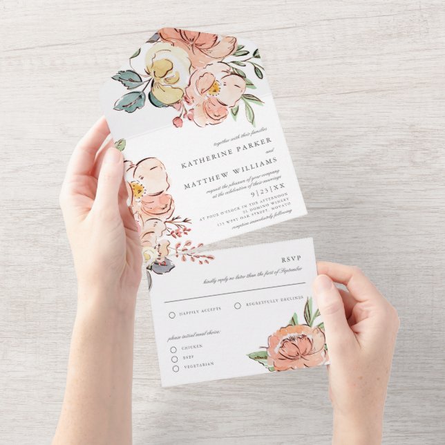 Casamento bonito de Primavera Floral Watercolor (Aba destacável)