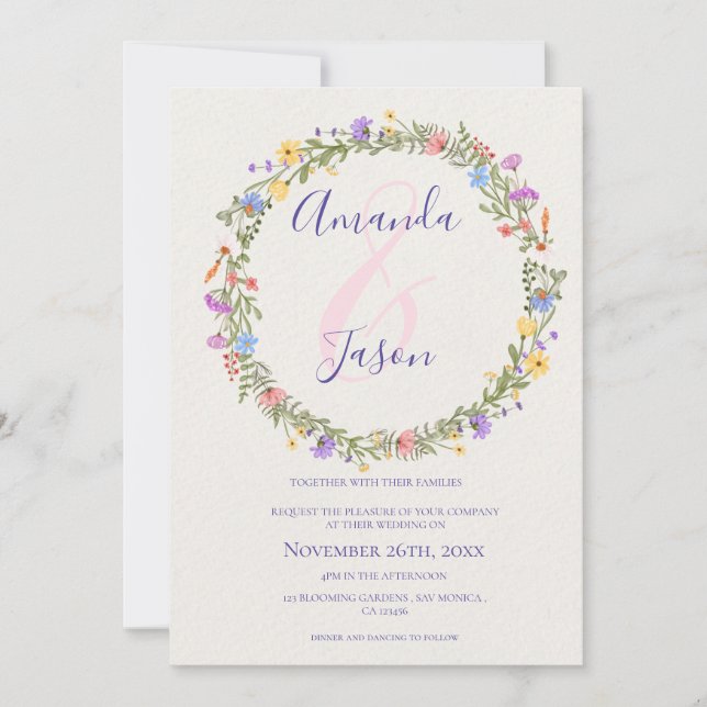 Casamento Bonito de Púrpura Amarelo- Wreath (Frente)