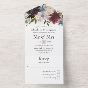 Casamento Borgonha, Blush e Marinho