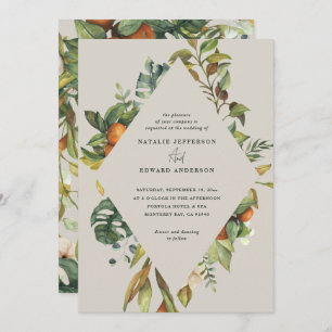 Casamento botânico cor de laranja cítrica