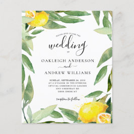 Casamento Botânico de Lemon de Aquarela Orçamental