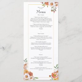 Casamento botânico de menus floral romântico suave