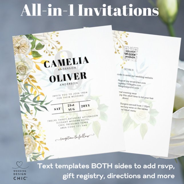 Casamento Botânico de Rosas Brancas Elegantes All- (Criador carregado)