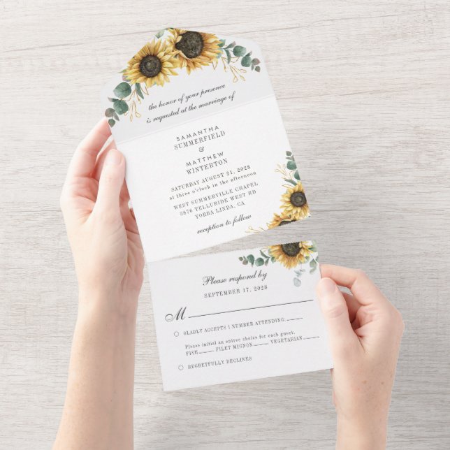 Casamento Botânico de Sunflower Eucalyptus Greener (Aba destacável)