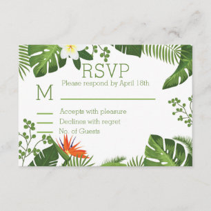 Casamento botânico do tema tropical RSVP