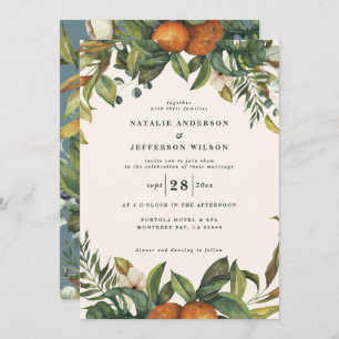 Casamento botânico e moderno cor de laranja cítric