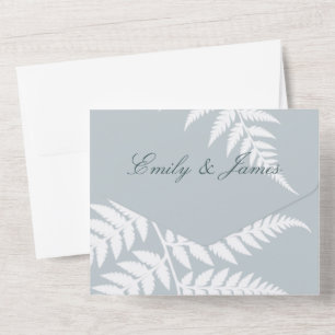 Casamento Botânico Elegante Samambaia Azul Branco
