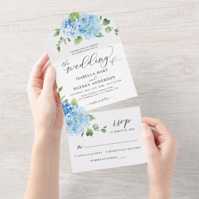 Casamento Botânico Floral Azul (Aba destacável)