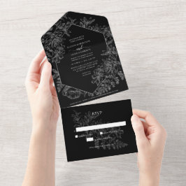 Casamento Botânico Floral Branco Chic Black