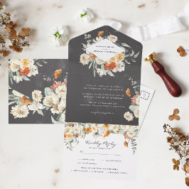 Casamento Botânico Floral Verde Boho Escuro