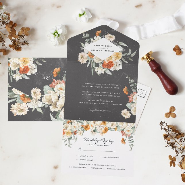 Casamento Botânico Floral Verde Boho Escuro (Criador carregado)
