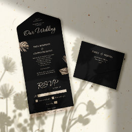 Casamento Botânico Moderno Preto e Dourado