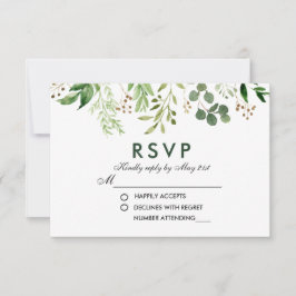 Casamento Botânico Verde Aguarela RSVP