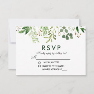 Casamento Botânico Verde Aguarela RSVP