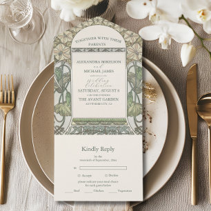 Casamento Bougainvillea Green Art Nouveau Mucha
