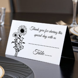 Casamento Branca Preto com Flores Florais Elegante