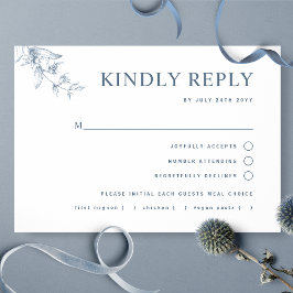 Casamento Branco Azul Elegante com/sem RSVP de Ref