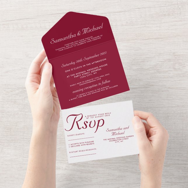 Casamento branco Borgonha simples e limpo (Aba destacável)