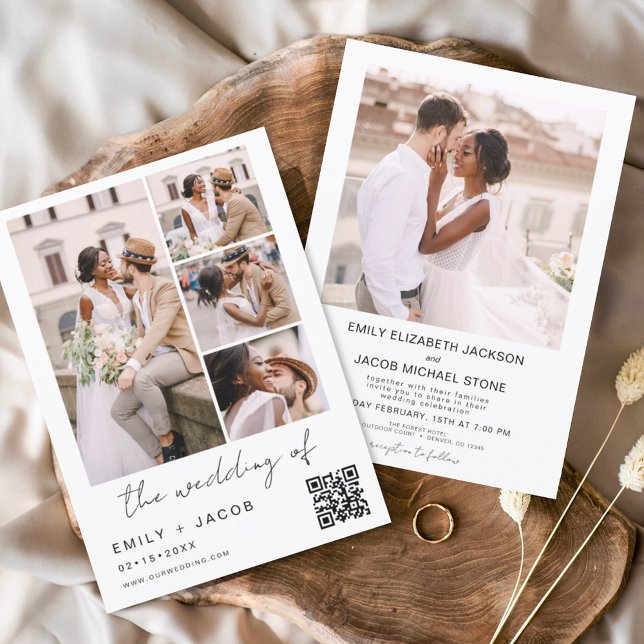 Casamento Branco com Código QR de Foto Minimalista (Criador carregado)