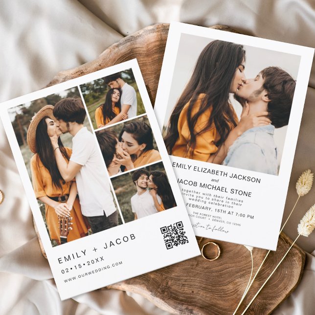 Casamento Branco com código QR de Foto Minimalista (Criador carregado)