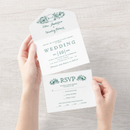 Casamento branco com quadro floral verde-vitage