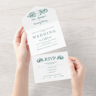 Casamento branco com quadro floral verde-vitage