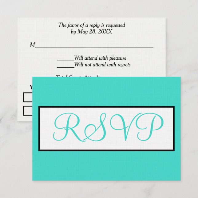 Casamento Branco da RSVP Turquoise (Frente/Verso)