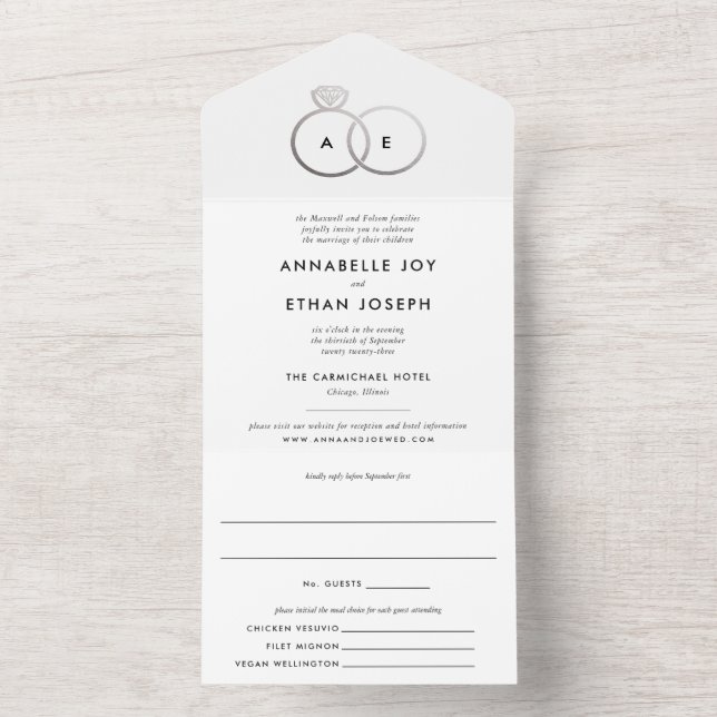 Casamento Branco dos Anéis Prateados Modernos (Interno)