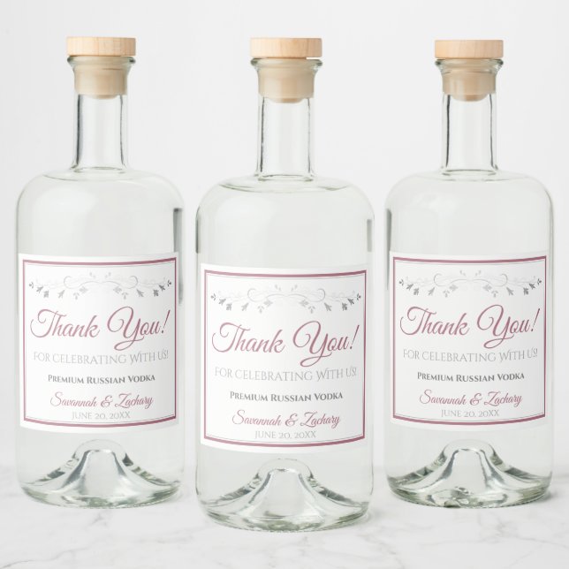 Casamento Branco Elegante Dusty Rosa Simple Obriga (Garrafas)