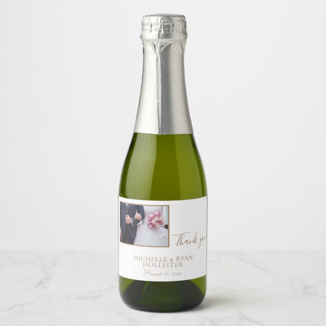 Casamento Branco Elegante Obrigado Foto (Frente)