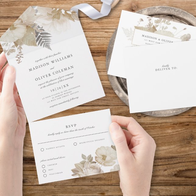 Casamento Branco Floral Terrestre Elegante (Criador carregado)
