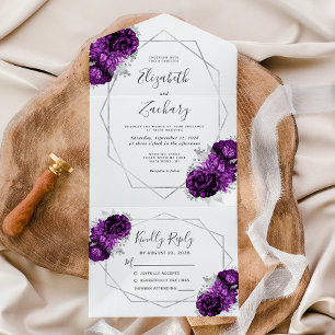 Casamento Branco Geométrico Plum Silver Floral